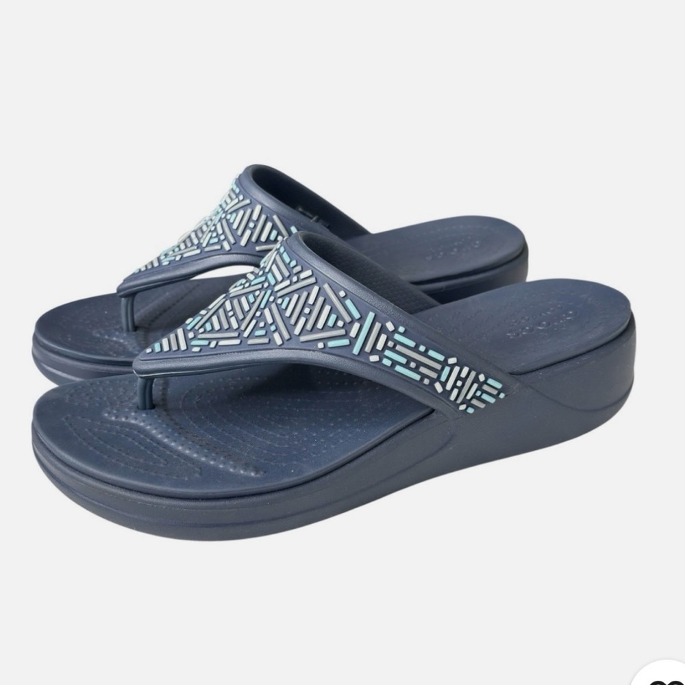 Crocs Monterey Women's Navy wedge Sandals size 9